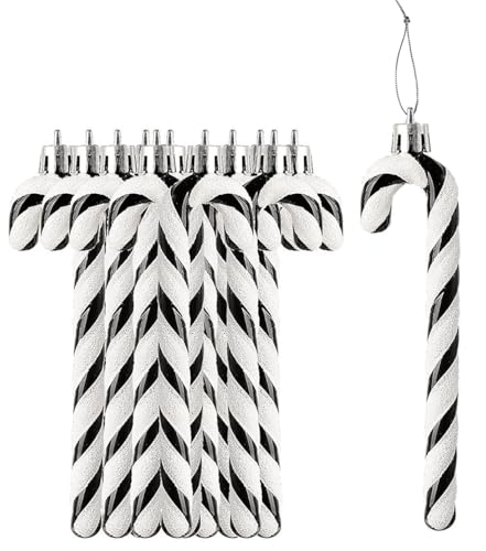 Herzwild 12pcs Weihnachtsbaumschmuck Zuckerstangen-Anhänger schwarz...