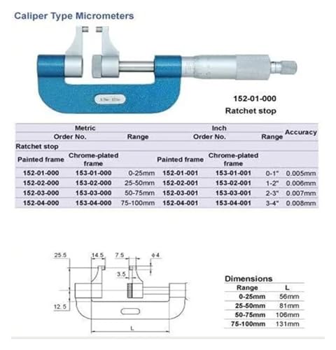 Calibrador NURII micrómetro 25-50 mm 1-2 pulg miniatura 2