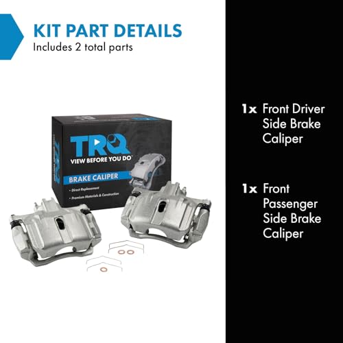 Image of TRQ Front Brake Caliper Set Caliper Brackets Hardware Compatible with 12-15 Honda Civic Driver and Passenger Side