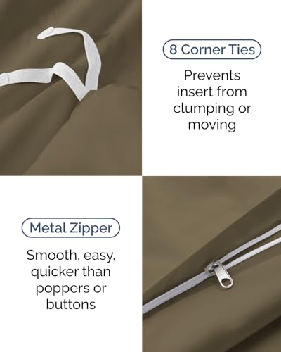 Image of Duvet Cover Twin /Twin XL Size Set - Extra Soft Twin /Twin XL Duvet Cover 68 inch x 90 inch with 1 Pillow Sham for Women, Men, Kids & Teens - Comfy, Easy-Care & Fade Free with Zipper Closures and Ties (Khaki)