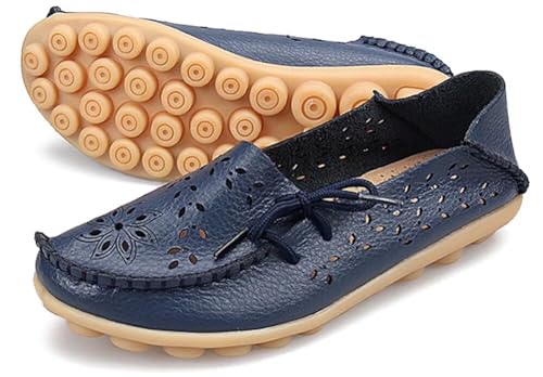 Image of Women's Floral Leather Slipper Loafers Flat Shoes Slip-Ons