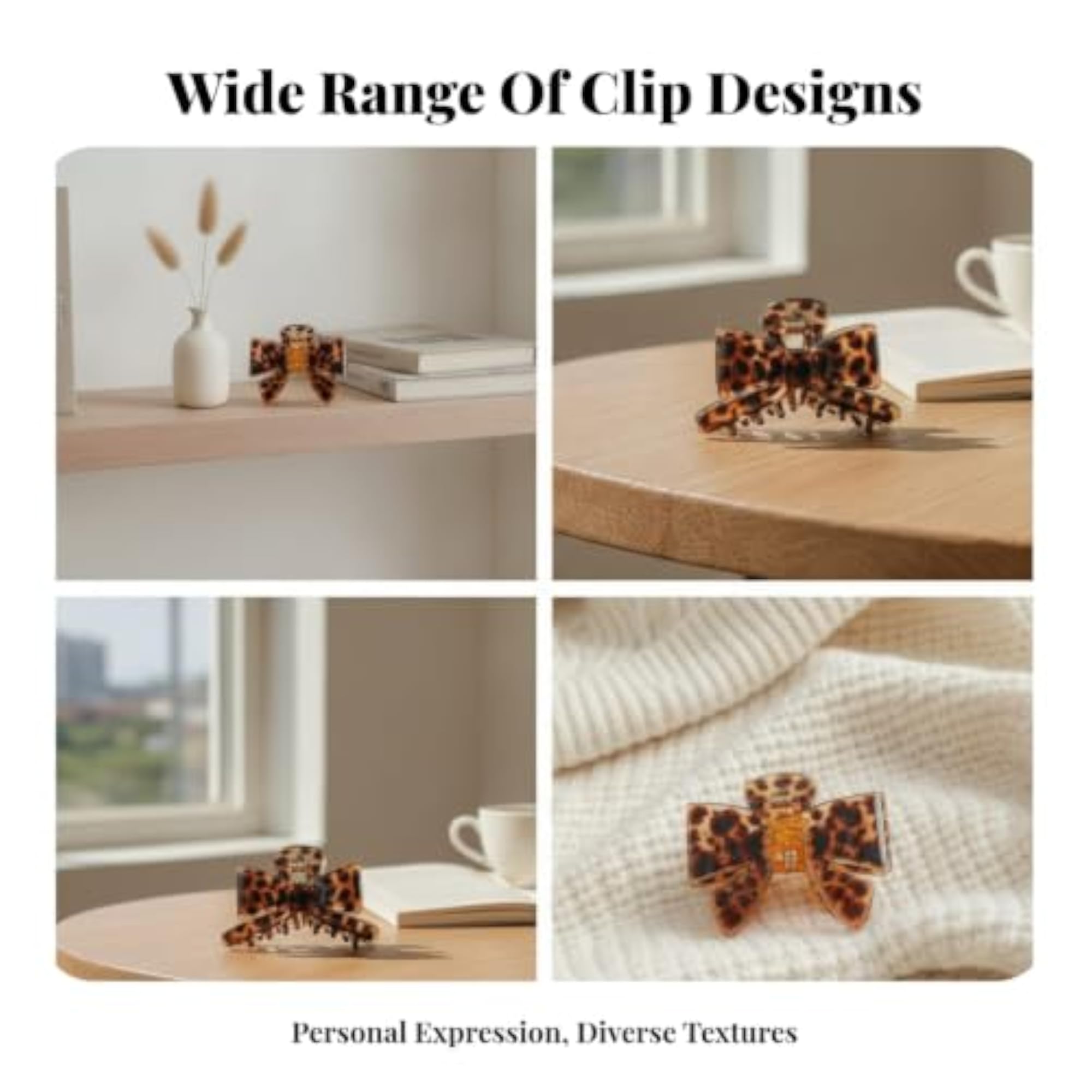 Glossy Bow Clip Looped Tails Translucent Bow Clip