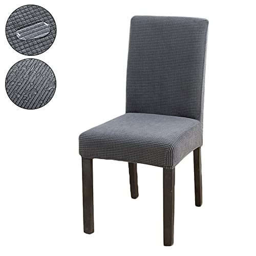 Shukii Waterproof Chair Covers For Dining Room Set Of 4 Stretch Jacquard Chair Slipcovers Protector Cover Removable Universal Chair Seat Covers For Dining Room Kitchen Hotel (Dark Gray, 6 Pcs) #TOP2