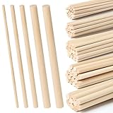 HAPY SHOP 100 Pieces Wooden Dowel Rods Assorted Sizes Wooden Dowels 1/8, 3/16, 1/4, 5/16, 3/8 x 6 Inch Wood Craft Dowel Rods for Crafts and DIY