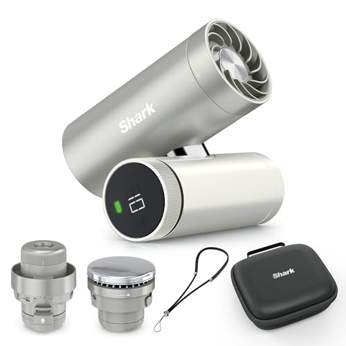Shark ChillPIll 3-in-1 Personal High-Speed Fan Ultra-Fine Mist and InstaChill System Travel Bundle with Case Includes 3 Cooling Attachments Travel-Friendly Design Cloud FA021UK