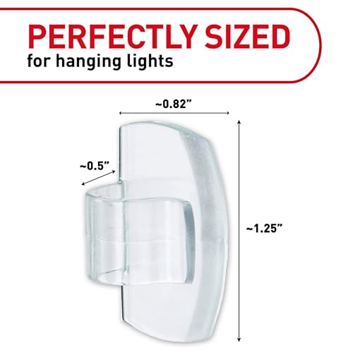 Command Outdoor Light Clips, 4-Pack of 16 Clear Clips and 20 Strips, Damage Free Hanging with Adhesive Strips, Hooks for Hanging Outdoor Decorations - image 2