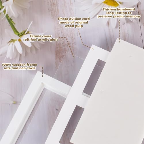 Mailfull Pfotenabdruck Set Hund und Katz Weiß mit Holz Bilderrahmen 3D Gipsabdruck Baby Handabdruck und Fußabdruck Set Geeignet für Haustiere Neugeborene und Geschenk