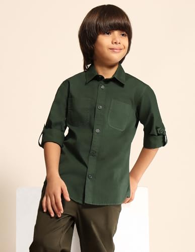 Image of Regular fit Solid Cotton Long Sleeves Casual Shirts