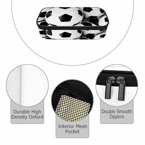 Image of Footballs Pencil Case Soccer Ball Stacked Outdoor Sport Pencil Bag Pen Markers Pouch Holder Organizer for Boy Girl School Students