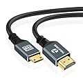Thsucords 8K Mini HDMI to HDMI Cable 6.6FT, Flexible Thin & Slim 48Gbps HDMI to Mini HDMI 2.1 Cable Supports 8K@60HZ 4K@144HZ for Camera,Camcorder,Tablet and Graphics/Video Card,Laptop
