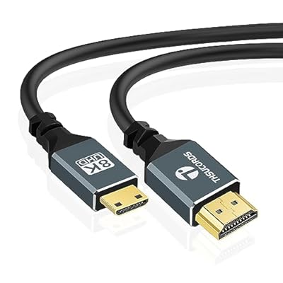 Thsucords 8K Mini HDMI to HDMI Cable 6.6FT, Flexible Thin & Slim 48Gbps HDMI to Mini HDMI 2.1 Cable Supports 8K@60HZ 4K@144HZ for Camera,Camcorder,Tablet and Graphics/Video Card,Laptop
