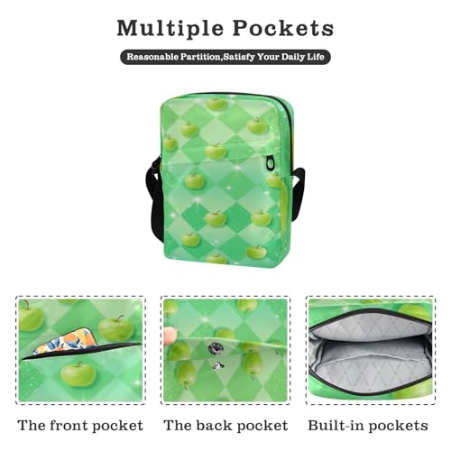 mens messenger bag crossbody bag men Womens Cross Body Purses Adjustable Strap for business business- Green fruit2
