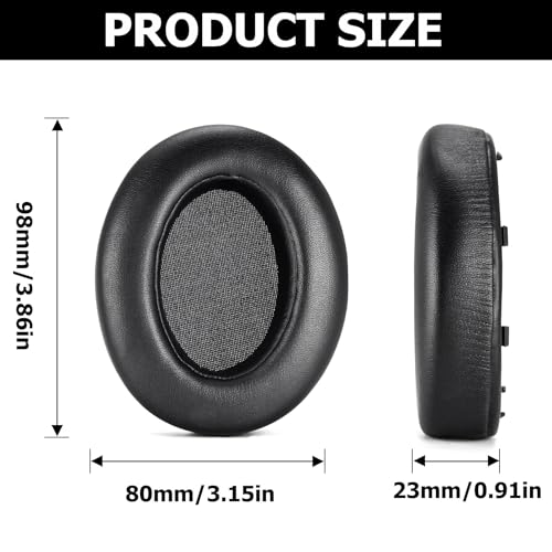 Repuestos de Almohadillas para Sony WH-XB910N - Tapones de Cuero Proteico para Cancelación de Ruido con Malla y Hebilla, Compatibles con Auriculares con cable e inalámbricos (Negro) miniatura 4