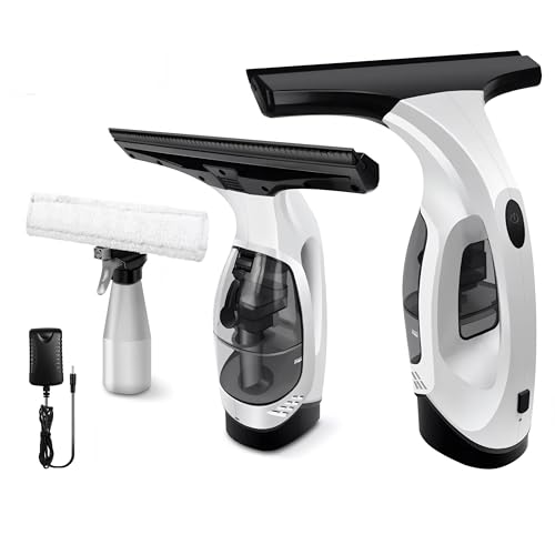 HSHa Aspirador de ventana recargable, kit de limpieza de ventanas eléctrico, depósito de agua de 150 ml, lavaparabrisas inalámbrico