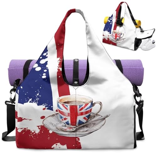 Mens Travel Bag with Shoe Compartment, British Flag Mens Gym Bag with Wet Dry Pocket, Double Zipper, Lightweight Sports Bag for Office Weekend Travel Shopping2