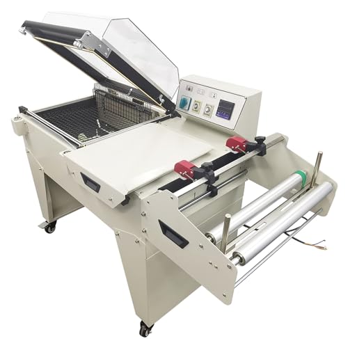 INTBUYING 2 in 1 Shrink Packaging Machine Plastic Film Sealing Cutting and Wrapping Machine Carton Box Heat Tunnel Semi-Auto L-Type Sealer with Shrink Tunnel 220V 1PH