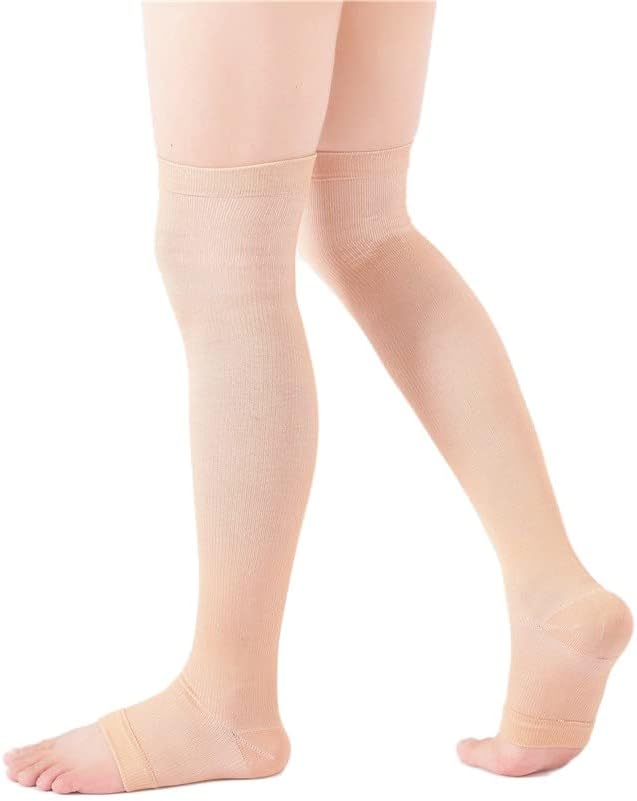 Open Toe Compression Socks Thigh Knee High Support Stockings for Men Women