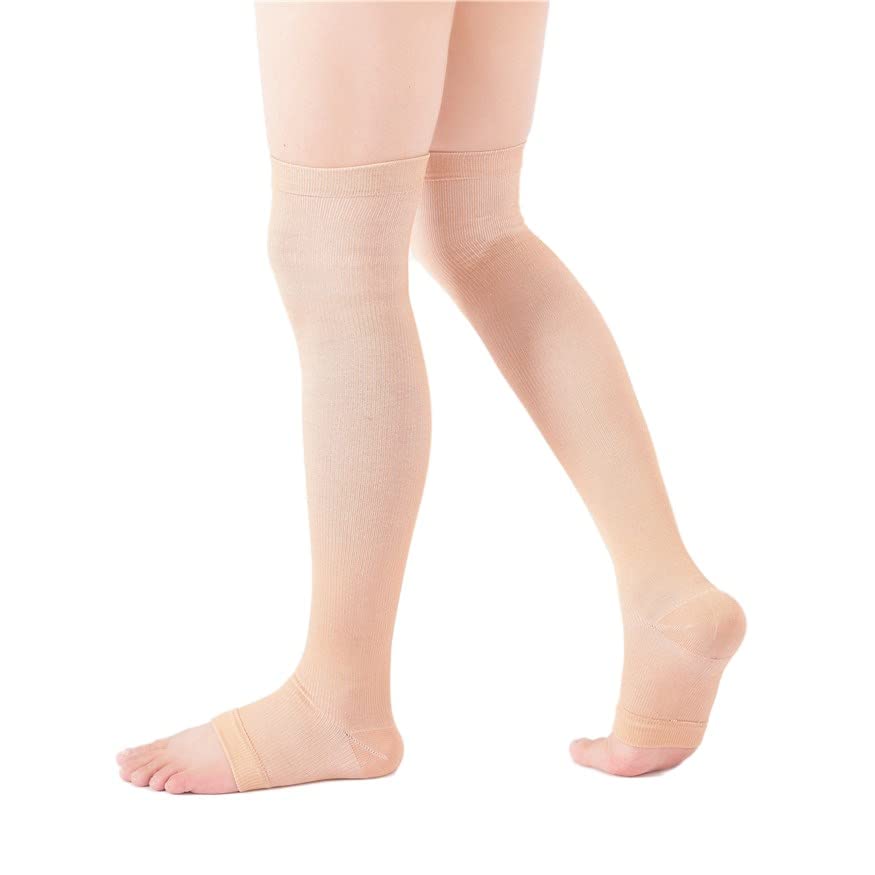 Open Toe Compression Socks Thigh Knee High Support Stockings for Men Women