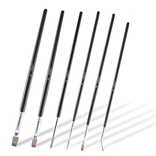 OOKU 6 Pc Detail Paint Brushes for Acrylic Oil Painting - Fine Tip / Tiny Art Paint by Numbers Brushes for Watercolor Guache, Face Nail Craft Paint | Small Model Brush for Beginner, Adult Coloring