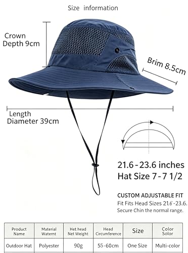 Sun Hats for Men Women Waterproof Wide Brim Bucket UPF 50+ UV Protection Foldable Outdoor Hiking Beach Fishing Safari Hat ﻿ Navy Blue — view 5