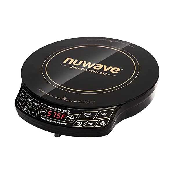 Nuwave Gold Precision Induction Cooktop, Portable, Powerful with Large 8” Heating Coil,100°F to 575°F, 3 Wattage Settings, 12” Heat-Resistant Cooking Surface