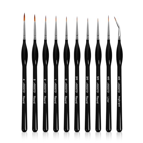 10Pcs Detailing Paint Brushes Miniature Painting Brushes for Acrylic Oil Watercolor Art Painting Brushes with Triangular Handles for Model Nail Figurine Face Paint by Numbers Kit for Adults