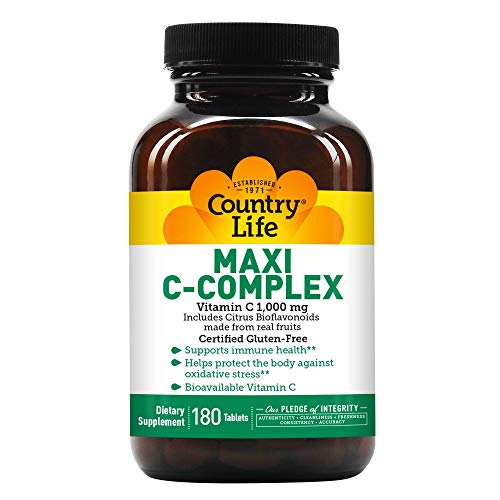 Country Life Maxi C-Complex (Vitamin C 1000 Mg Bioflavonoids) (tr), 180-Count