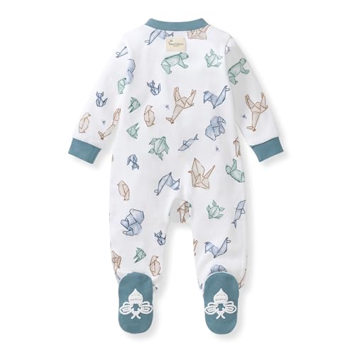 Image of Burt's Bees Baby unisex-baby Sleep & Play, Organic One-piece Romper-jumpsuit Pj, Zip Front Footed Pajama