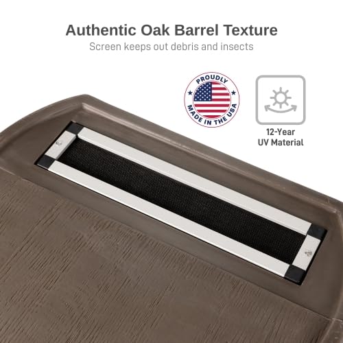 Image of RTS Home Accents 50-Gallon Rain Barrel, Flat Back Rain Water Collection Barrel, Stand and Link Kit Included, Walnut Color (2 Pack)