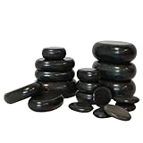 Vivezen – Set mit 20 Hot-Stone-Massagesteinen aus poliertem Naturbasalt + Aufbewahrungsbeutel