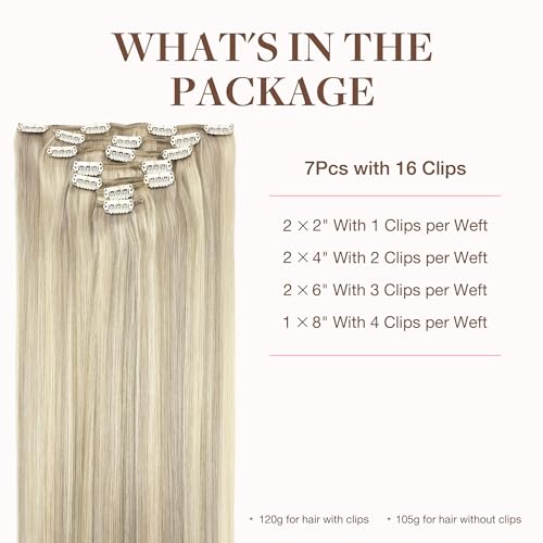 Image of GOO GOO Clip in Hair Extensions Real Human Hair Blonde Remy Extensions