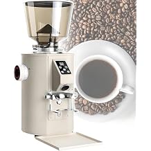 Electric Coffee Grinder, 64mm Stainless Steel Flat Burr Coffee Grinders, Adjustable Portafilter Holder & LED Touchscreen for Coffee Shops,White