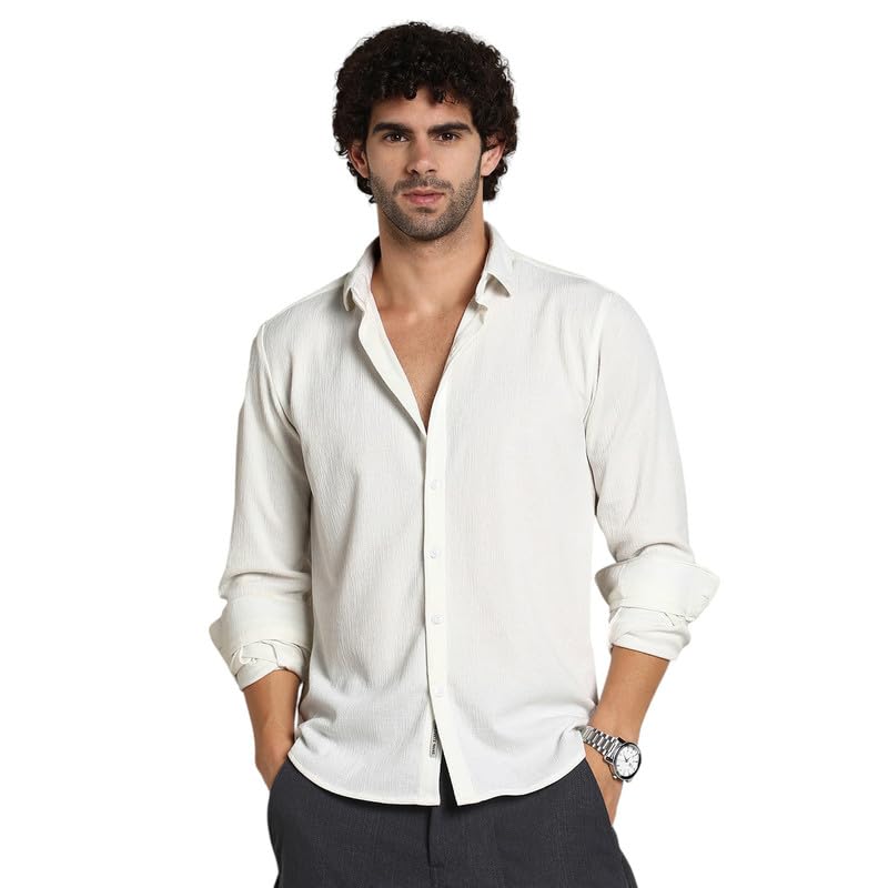 Image of CAHOOT Men's Shirt for Casual Wear | Mid-Rise | Regular Fit | Button Closure | Shirt Crafted with Comfort Fit for Everyday Wear