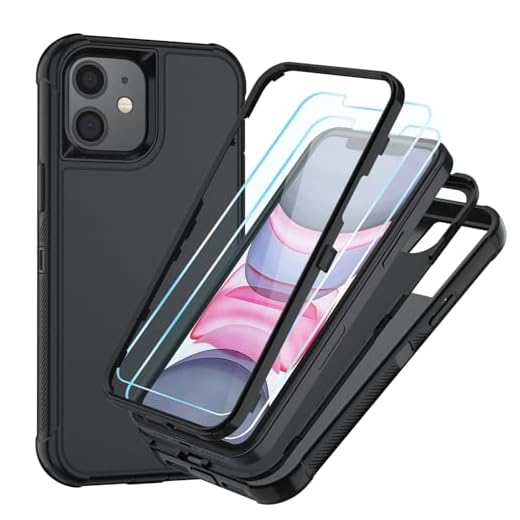 SunStory 3 in 1 for iPhone 11 Case with Screen Protector Black