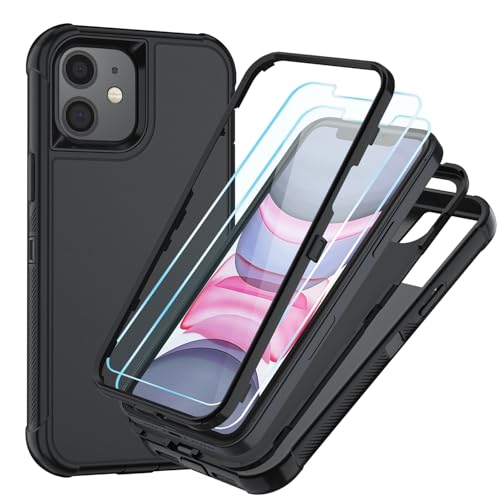 Image of SunStory Compatible with iPhone 11 Case with HD Screen Protector, 3-Layer Heavy Duty Full-Body Cover,3 in 1 Hybrid Protective Case for iPhone 11 6.1 inch,Black