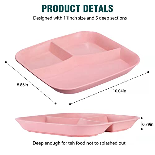 Dyb Dongyongbao Unbreakable Divided Plates 10 Inch 5 Pcs, Reusable Wheat Straw Dinner Plates, Microwave And Dishwasher Safe, Perfect For Kids And Adults.……… #TOP5