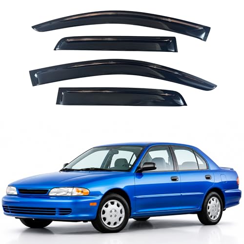 Image of IG Window Visors Fit for 1997-2001 Mitsubishi Mirage Sedan, Out-Channel Rain Guards Vent Wind Deflectors 4PC, Car Accessories for 97-01 Mirage (Sedan Only)