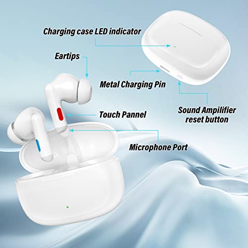 Digital Bluetooth Hearing Aids With Noise Cancellation, Smart Hearing Amplifiers With Earbuds,Type-C Charging, Mild To Moderate Hearing Aid For Seniors And Adults (White) #TOP1