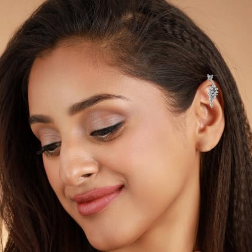 Image of VAMA FASHIONS 18K Gold Plated Anti Tarnish Half Moon Peacock Shape Traditional Maharashtrian Press on Bugadi Upper Ear Clip on Earrings For Women & Girls