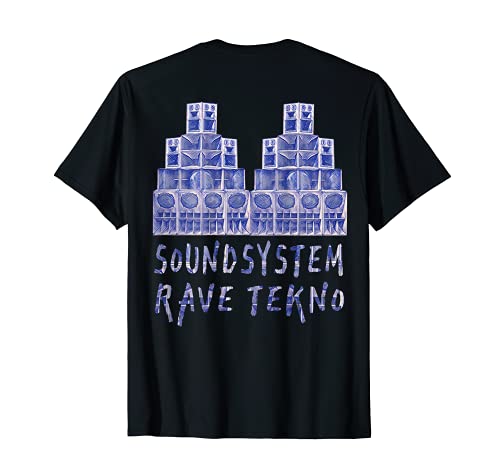 Indossa questo fantastico motivo di un soundsystem composto da 23 altoparlanti a muro Tekno con trombe kickbass ad un rave o ad un Teknival. L'unico sistema buono è un Soundsystem, Freetekno for free People free Party. Frenchcore