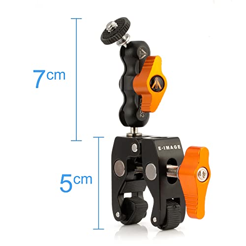 Image of E-Image EI-A52K 2.8'' Mini Friction Arm with EI-A05S Super Clamp | with 1 /4''-20 Thread 180 Adjustable Arm | for DSLR /Camera Rig /Tripod /Photography Studio | Payload 1.5kg, Black