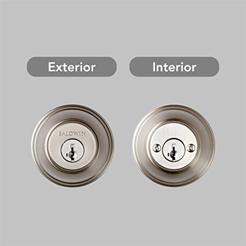 Baldwin Round, Double Cylinder Front Door Deadbolt Featuring Smartkey Re-Key Technology And Microban Protection, In Satin Nickel #TOP1