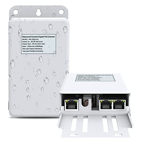 Image of Gigabit Outdoor Waterproof PoE Extender, NICGIGA 2 Port PoE Repeater 100 Meters(328 ft), IEEE 802.3af /at Power Over Ethernet PoE Splitter , Supplies 15.4w PoE or 30w PoE+