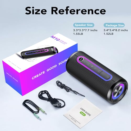 TIMU Portable Bluetooth Speaker Powerful 30W Wireless Speaker with 3 EQ Modes IPX7 Waterproof Bluetooth 5.4 TWS Pairing 30H Battery Life with 3 Modes RGB Lights for Outdoor/Party/Beach/Travel/Gifts