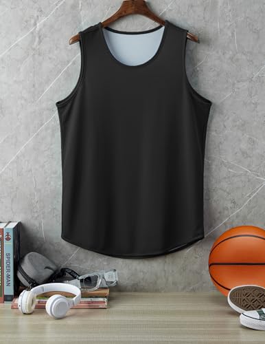 Liberty Pro Men\'s Lightweight Reversible Rec Tanks, Mesh Basketball Jerseys Athletic Quick Dry Shirts Team Scrimmage Uniforms (Black/White, Small) - Thumbnail 7