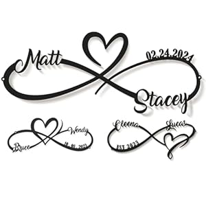 Personalized Anniversary Wedding Gifts for Couples 2025 Customized Metal Infinity Signs with Names Date Love Heart Unique Wall Art for Newlyweds Valentines