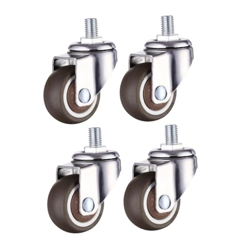 Alipis 4 pièces Lot de Roulettes Caoutchouc Pivotantes pour Chaise de Bureau et Meubles Roulement Silencieux et Résistant Remplacement à Vis Adaptées Sols Durs et Tapis