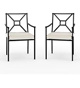 Martha Stewart Lily Pond All-Weather Stackable Patio Armchairs with Elevated Backrest Design and ...