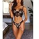 Sexy Damen-Dessous-Set aus BH und Höschen, erotisch, romantisch, aus Spitze, transparent, süß, ohne Bügel, Unterwäsche zum Schlafen, PRY443GYZN08KG511DK2W, Schwarz, PRY443GYZN08KG511DK2W M