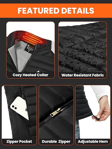 Thermo Beast Heated Vest Women with Battery Pack Included, Electric Rechargeable Warming Winter Vests for Work & Outdoor (US, Alpha, Medium, Regular, Regular, Black)